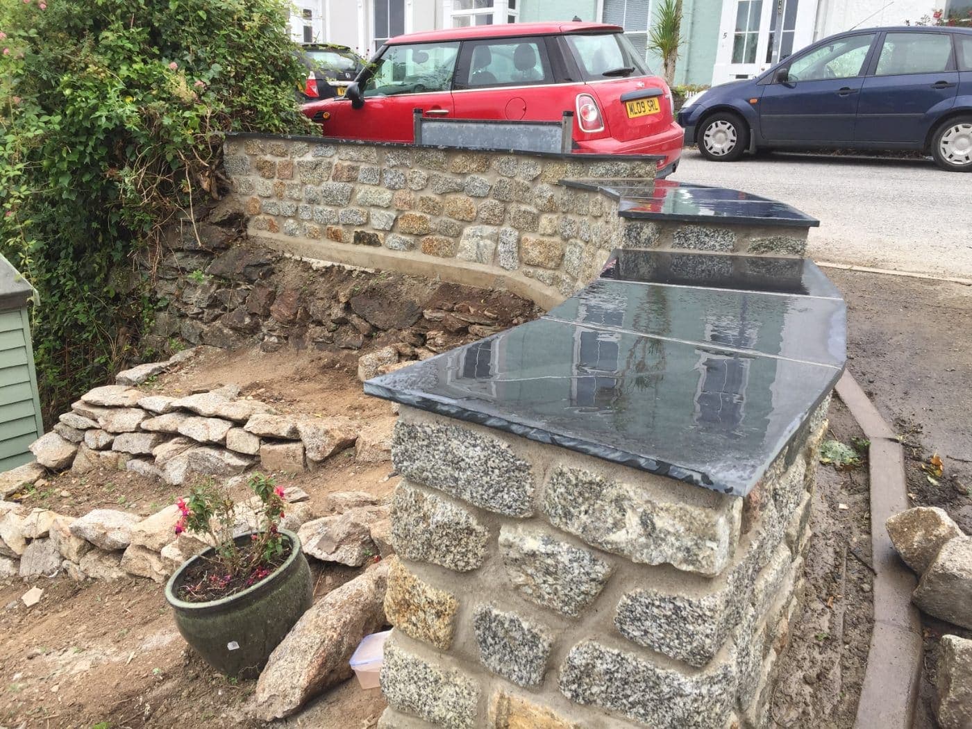 De Lank Random Walling — Tumbled — Cornish granite, 100-150mm bed depth